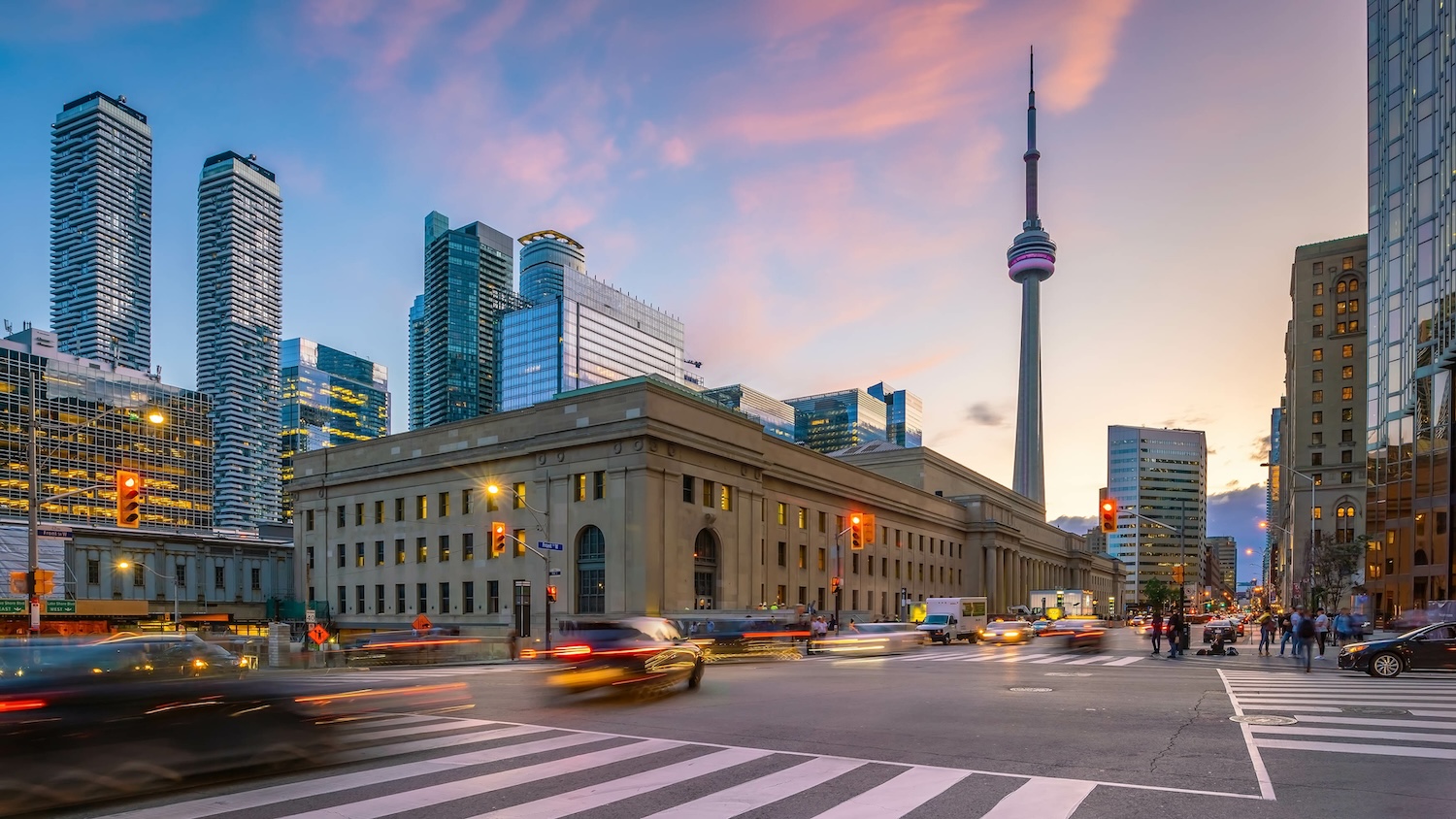 Downtown Toronto city Skyline at  twilight in Ontario, Canada